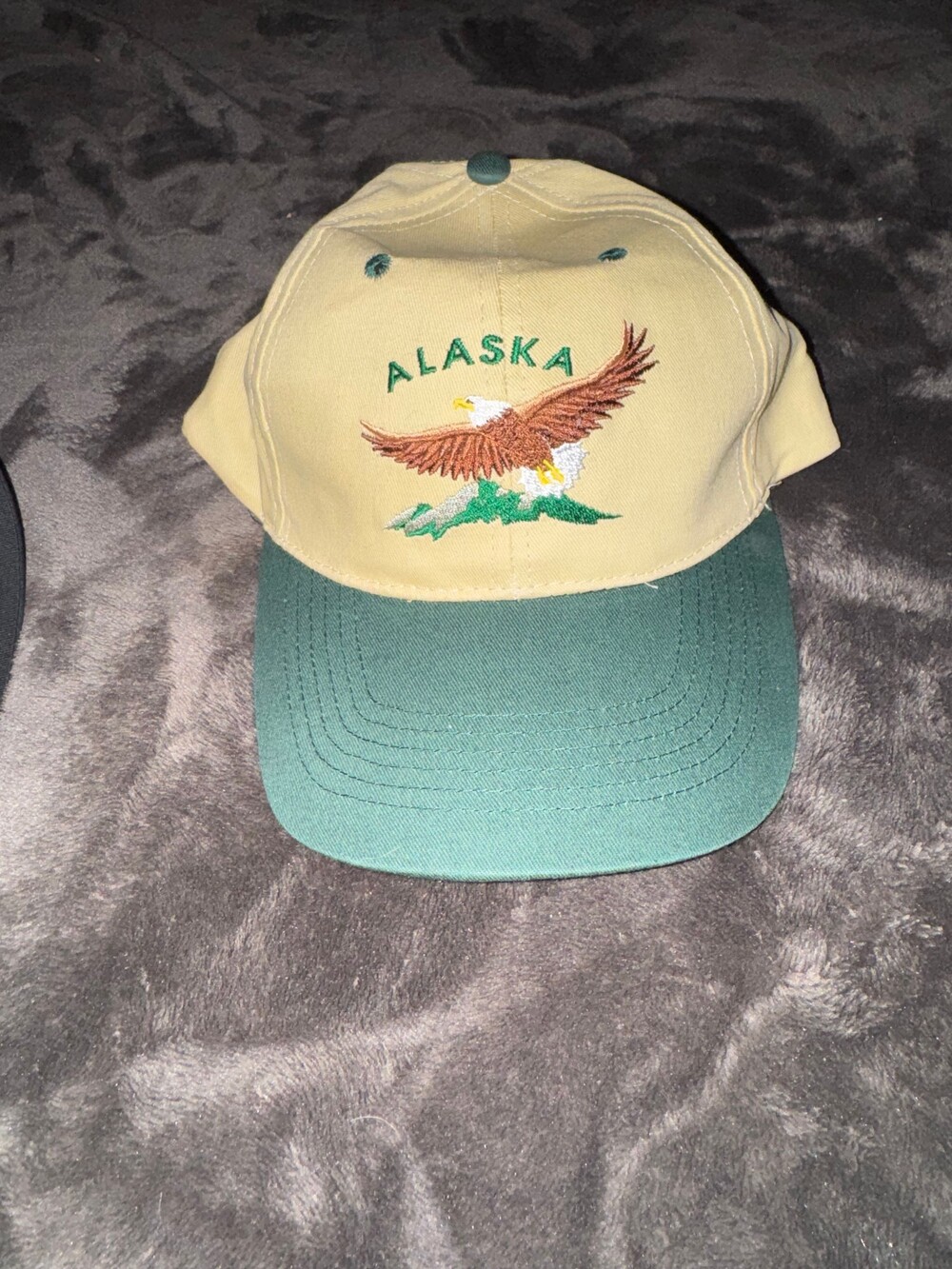 Vintage Alaska Shirt Company Adjustable Cotton Baseball Cap Beige Green Embroide
